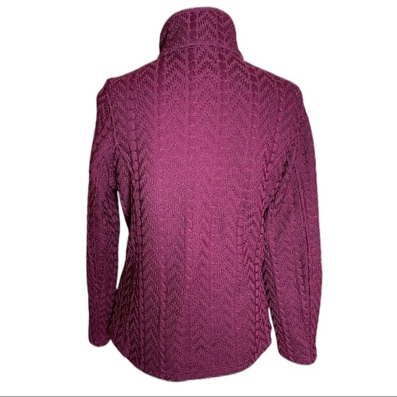 Boston Traders Womens Cable Knit Sweater Jacket in Berry Size Small - Picture 3 of 6